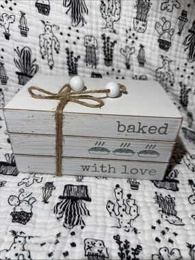 Quill to Paper Wood Stacked Farmhouse Book Home Decor baked with love